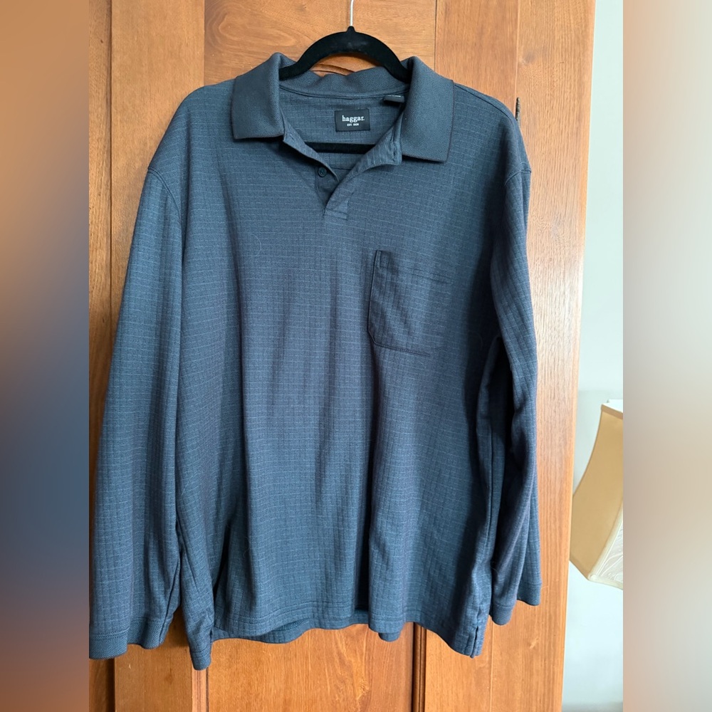 Haggar Men's Navy Long Sleeve Polo